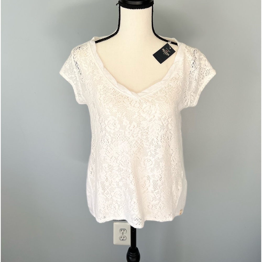 NWT Hollister white lace front T-shirt